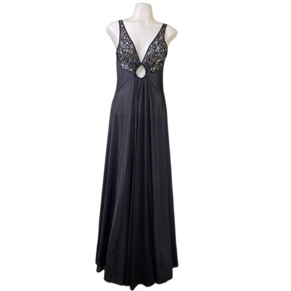 Vintage Olga Black Lace Nightgown Negligee - Picture 3 of 7